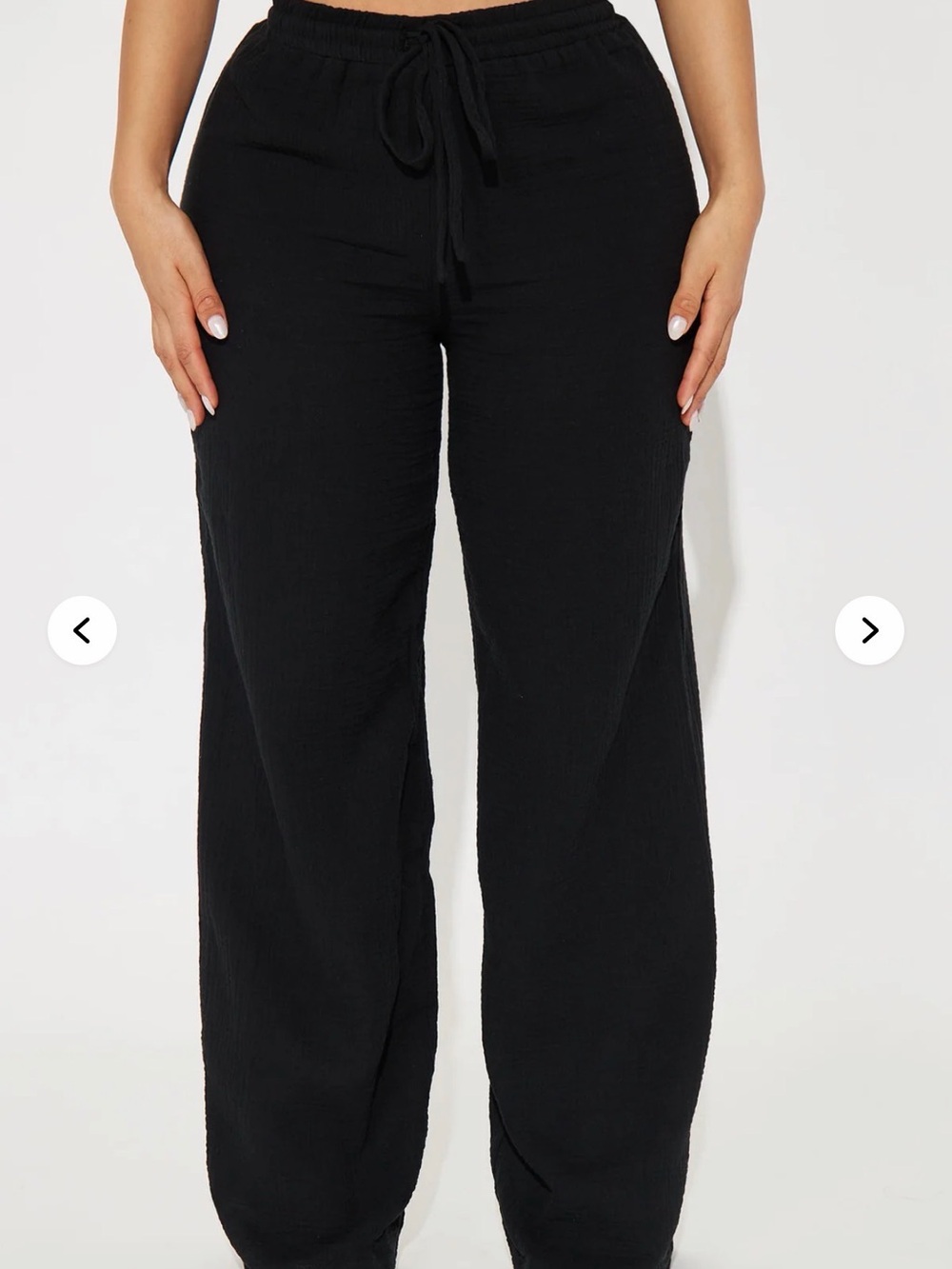 Fashion Nova Black Wide-Leg Drawstring Pants